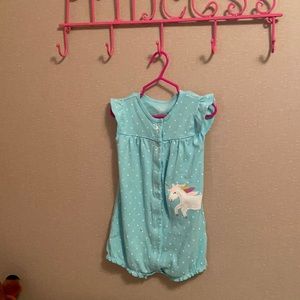 Button up blue polka dot unicorn 24 months onesie